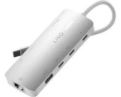 LINQ Connects 8-in-1 Pro Studio-C Multiport Hub met PD, 8K HDMI en 2.5GbE Ethernet - 10Gbps - Geschikt voor Laptops en Tablets