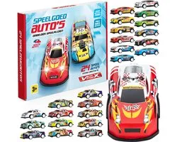 Vertrex Speelgoed Auto Set - 24 stuks - Autos voor Jongens - Speelgoedauto - Pull Back Wheels Autootjes - Auto's - Speelgoedautootjes