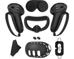 YONO Accessoires Set geschikt voor Meta Quest 3 - Grip Case Controller - Siliconen Cover Face en VR Bril - Oculus - 9in1 - Zwart