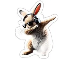 Grappig Dabbing Konijn Voor Dierenliefhebbers Sticker Maat S (max. 10 x 10cm)