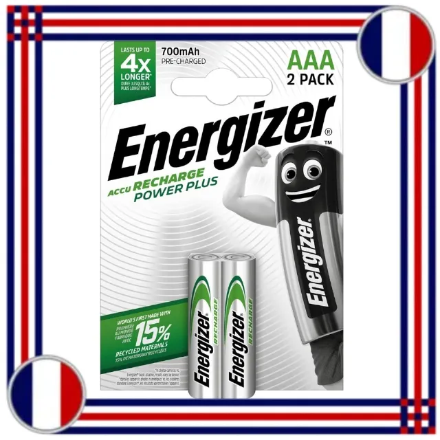 Energizer Power Plus Piles Rechargeables AAA NiMH 700 mAh Lot de 2
