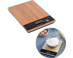 Balance de précision Cheqo® - Bamboe - Poids maximum 5000 g - 20x15x2 cm - Antidérapante - Batterie incluse - Œillet de suspension - Balance de cuisine - Cuisine de cuisine - Fonction tare - Design durable