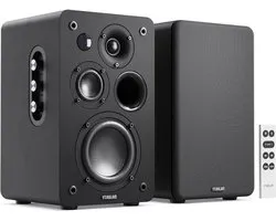 MAJORITY D100X luidsprekerboxen - Bluetooth 5.3, 100W, drievoudige koolstofvezeldriver - pc-luidspreker, actieve luidspreker - HDMI ARC, RCA, optisch, phono en AUX - plankluidspreker (zwart)