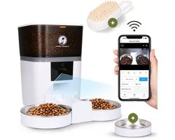 Distributeur Automatique Chat & Chien 4L Standard – Caméra HD – Audio Bidirectionnel – Double & Simple Gamelle Inox – App – Vision Nocturne – Prime AnimalZ – Blanc