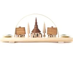 Schwibbogen Village - Arc de Noël en Bois - Éclairage d'Ambiance Maison - Artisanat Authentique - 10 cm - Bois Naturel