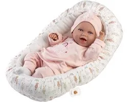 Llorens babypop Mimi met geluid en stoffen mand 42 cm