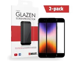 2-pack BMAX geschikt voor de Apple iPhone SE 2022 Screenprotector glas - Full Cover gehard glas - Tempered glas - Apple screenprotectors 2 stuks - Telefoonglaasje - Beschermglas - Glasplaatje - Screensaver - Screen protector - Case friendly - Zwart