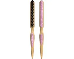 Moonie's Bamboe Haarborstel - Slick Back & Smoothing Brush - Styling borstel - Anti-klit - Acetaat - Roze