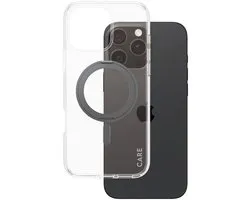 CARE by PanzerGlass Feature Case - Transparant w. - Zwart Kickstand & MagSafe iPhone 16 Pro Max