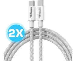 2x Câbles USB-C - 60W - Chargeur rapide - USB C vers USB C - Câble USB C - Chargeur USB C - Convient pour Apple MacBook, iPhone 15, iPad Air, Pro Mini 6, Chargeur Samsung - Original Phreeze