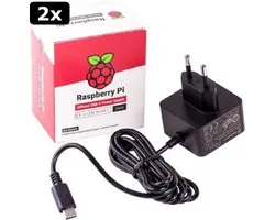 2x Alimentation Raspberry Pi 4 / 400 - Prise EU - USB-C - 5,1 V - 3A - noir