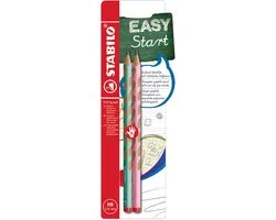 NOUVEAU - Crayons graphite ergonomiques STABILO EASYgraph Pastel - 2 crayons graphite HB Pastel pour droitiers