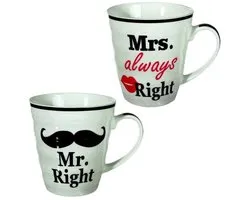 Mr. & Mrs. Right bekers - Beker - 2 Stuks