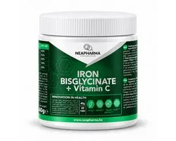 Bisglycinate de fer avec Vitamine C et acide folique B9 - Neapharma - 60 gélules - Hématocrite plus élevé & absorption d'oxygène Complément Vitamines B minéraux Vegan -