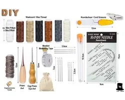 Bob Online™- 31 Delige - Leer Reparatie Set - Leerbewerking Naaiset - Leernaalden, Leernaaigaren & Naai Accessoires - Leder, Stof, Denim, Canvas Enz. – 31 Piece – Leather Repair Set – Leather working Tool Kit