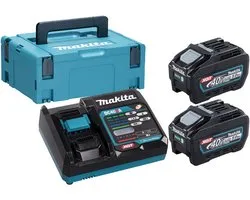 Kit Source Power Makita 2x batterie BL 4050 F 40 V max. 5,0 Ah XGT + chargeur DC 40 RA + Makpac (191V35-5)