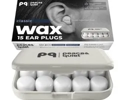 Peace&Quiet PQ Bouchons d'oreille en cire – 15 Pièces Silicone Wax Earplugs – Réduction du bruit 32dB – Bouchons d'oreille souples pour dormir, nager et voyager – Protection auditive confortable et étanche