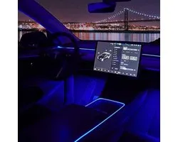 Éclairage intérieur de voiture au néon (console centrale + tableau de bord + 2 feux de pied) Bande LED RVB à contrôle par application avec plusieurs modes de scène