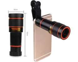 Universele Optische Zoom Lens 12x met Clip Zwart