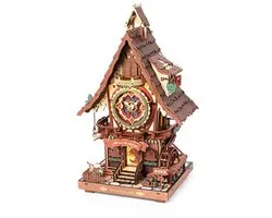 ROBOTIME 3D Wooden Puzzles for Adults-Cuckoo Clock Wooden Models for Adults to Build-435 Piece Model Kit with 2 Lights-Gift for Craft Enthusiast Model Building Set (Colourful)