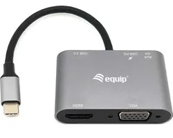 Equip 133483 notebook dock & poortreplicator Bedraad USB 3.2 Gen 1 (3.1 Gen 1) Type-C Zwart, Grijs