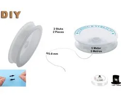 Bob Online ™ - 2 Stuks - 0.8 mm – Transparant – Stretch Elastische Kristallijn Kralen Touw – Sieraden Elastiek ca. 5 Meter – Crystaline Stretch Cord 0.8 mm – Kralen Elastische Koord – Kralenkoord voor Armband Sieraden Maken – Kralen Stretch Draad