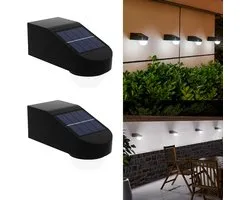 ANMI® 2 Stuks Solar Schuttinglampen Deck Lights - Wit Licht - Schemersensor Dusk To Dawn Automatisch Aan Uit - IP65 Waterdicht - Voor Schutting Terras Deck Trap Tuinpad