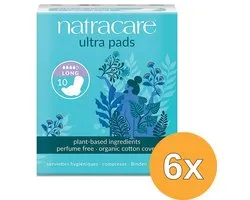 6x Natracare Maandverband lang met vleugels (10 stuks)
