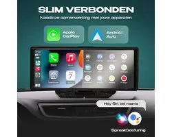 Mtronic® CarPlay Scherm 10.26 inch – 4K Display – Draadloos Android Auto – Dashcam + Achteruitrijcamera – Universeel Auto/Bus/Vrachtwagen