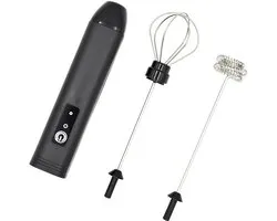 SIEPS Draadloze Melkopschuimer en Garde / Mixer Elektrisch Op Accu - Melkopschuimer Electrisch - Melkopschuimers - Melkopschuimer Handmatig - Melkklopper - Melk Opschuimer - Zwart