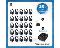 Silent Disco Pro Box 25 | 25 HiFi Headsets FD-Pro, Oplaadbare zender T70, Storage Box | DOLLY DIGITAL©