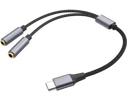 USB C Earphone Aux Music Cable TypeC Male to Double 3.5mm Female Headsets Adapters Y Splitters Headphones Mic Cable