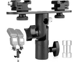 Allecto plus - Beugel voor Hot Schoen Speedlight met Paraplu Houder voor DSLR Camera's - Compatibel met Canon, Nikon, Yongnuo - Montage 1/4" tot 3/8" - Studio Video Verlichting Stand