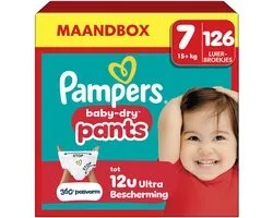 Pampers Baby-Dry Pants Taille 7 - 126 Couches-Culottes - 15kg+ - Pack 1 Mois