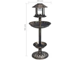 vidaXL - Vogelbadje - met - solar - LED-verlichting - kunststof