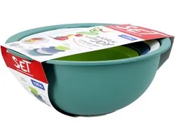 Rotho Caruba Set de 4 composé de 3 bols et 1 passoire, plastique, multicolore, 30 cm