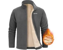Veste polaire pour hommes, fermeture éclair complète, cardigan tricoté avec intérieur polaire, col montant, sweat-shirt chaud, outdoor, randonnée, trekking