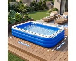 Piscine familiale gonflable – 262 × 170 × 60 cm – Piscine rectangulaire pour enfants avec 3 chambres à air – Piscine en PVC robuste pour le jardin – Peut également être utilisée comme piscine à balles
