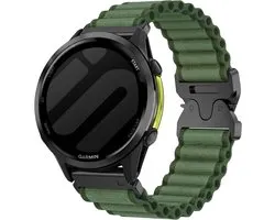 Strap-it Nylon bandje 'Outdoor' geschikt voor Garmin Fenix 9 (Pro) 47mm - Fenix 8 (Pro-E-47mm) - Fenix 7 (Solar-Pro) - 6 (Solar-Pro) - Fenix 5 (Plus) / Forerunner 970 - 965 - 955 - 945 - 935 - 745 / Quatix 8 - 7 - 6 - 5 - Groen