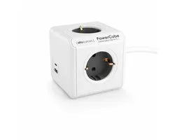 PowerCubes Extended Pro – Stekkerdoos met 20W USB-C Snellader – 4 Stopcontacten – 1.5m Kabel – USB-A & USB-C PD – Geschikt voor iPhone 15/16 – Geaard (Type F) – Met Docking Station