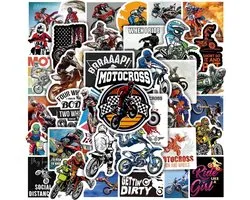 Motorcross Stickers 50 Stuks | Motocross Stickers | Motor Stickers | Crossmoter | Motorsport | Luxe Stickers | Laptop Stickers | Stickers Kinderen | Stickers Volwassenen | Stickervellen | Plakstickers | Stickers Koffers | Bullet Journal |