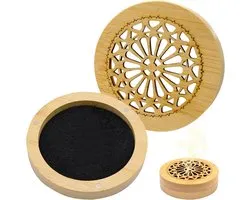 2 stuks Geurstenen voor Etherische Oli毛n, Aromatherapie Diffuser van Bamboe met Wierookdoos, Draagbaar voor Slaapkamer, Badkamer, Auto en Reizen, Natuurlijke Geurendiffuser