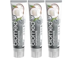 BIOMED Superwhite - Tandpasta - Witte kokos zonder fluoride 3-pack