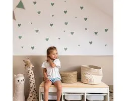 LILIMAUS Muurstickers kinderkamer - 132 hartjes - zelfklevend - groen