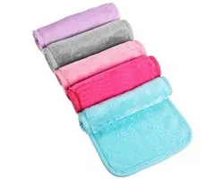 Hemiks 5 stuks microvezel handdoeken, 40 x 20 cm, wasbaar, make-uppads, wasbaar, herbruikbare washandjes voor het gezicht (meerkleurig)