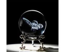 HDCRYSTALGIFTS Boule de cristal papillon laser 3D, presse-papier, figurines de boules en verre, boules décoratives, cadeau (60 mm)