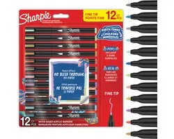 Stylos Peinture Acrylique Sharpie Creative Marker | Tons Terreux | Marqueurs Peinture à Base d'Eau | Pointe Fine | Fournitures Artisanat & Art | Couleurs Diverses | 12 Pièces