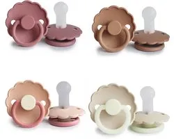 FRIGG DAISY Set de sucettes 4 pièces - Siliconen - Taille 2 - à partir de 6 mois - Lily Pad - Cotton Candy - Dusty Rose - Blush Night