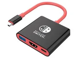 WEPSJOB.NL Station d'accueil portable, adaptée pour Nintendo Switch, Hub TYPE-C avec HDMI et USB 3.0 Perfect pour voyager et jouer Couleur Zwart/ Rouge - WEPSJOB.NL | Juste bien!