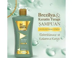 Bio Keratin Gold Brazilian Keratin Therapy Shampoo – 700 ml – Sans sulfate – Effet lissant & Anti-Peluche – Végan